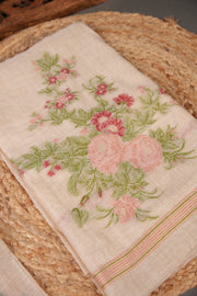 Floral Whispers Pink Muga Cotton Unstitched Suit Set